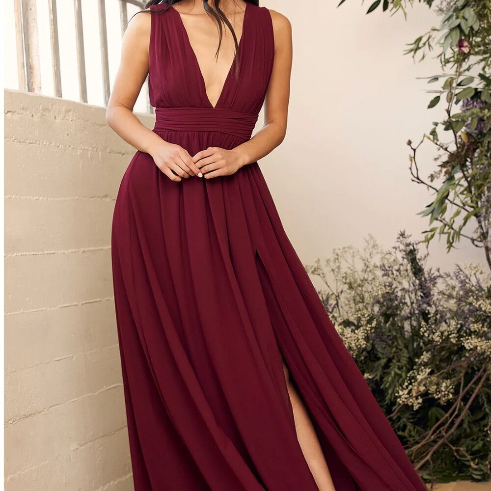 Heavenly Hues Burgundy Maxi Dress